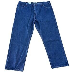 Wrangler Authentics Mens Jeans 42x29 Dark Wash Straight Fit‎ Cotton NEW